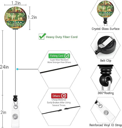 Green Bookshelf Lanyards for ID Badges, Badge Holder - Image 6