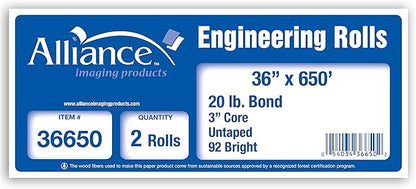 Alliance Wide Format Paper 36" x 650' Rolls Bond Engineering… - Image 3