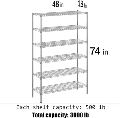 Regal Altair 18" Deep x 48" Wide x 74" Height Wire Shelving Kit | 6-Tier | NSF - Image 3