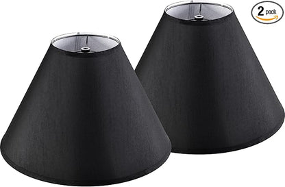 GO&SO Set of 2 Black Lamp Shade Fabric Large Lampshades, Barrel Lamp Shades 6.5 by GOSO
