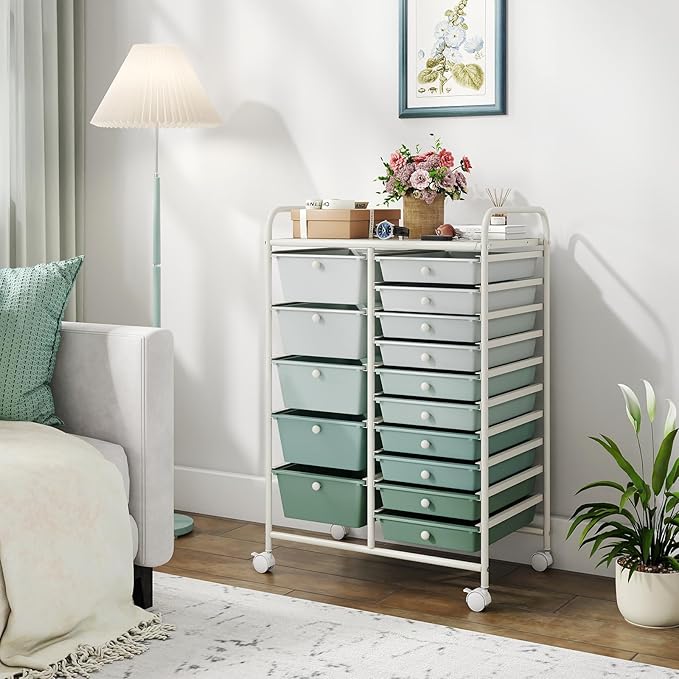 GOFLAME 15-Drawer Rolling Storage Cart, Craft Storage Cart - Image 9