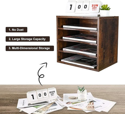PAG Mail Sorter, Wood Countertop Literature Organizer, Office Supplies Desktop - Image 4