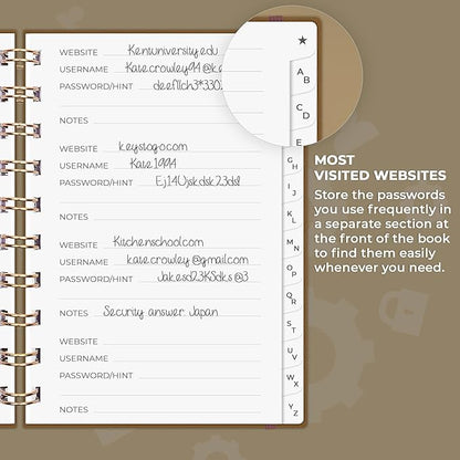 Clever Fox Password Book Spiral – Mini Internet Address & Password Organizer - Image 4