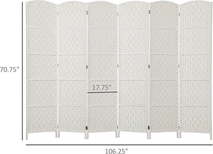 HOMCOM Room Divider, 6 Panel Folding Privacy Screen, 6FT Tall Portable Wicker - Image 7