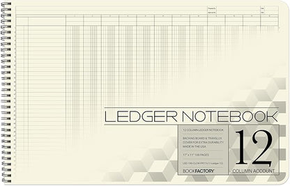 BookFactory Accounting Ledger Notebook/Large 12 Column Accounting Ledger by BookFactory