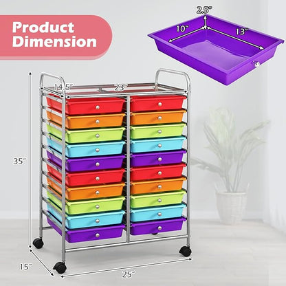 Happygrill 20-Drawer Organizer Cart Tools, Mobile Utility Storage Cart - Image 3
