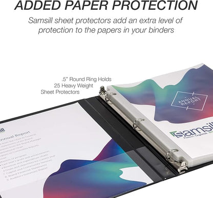 Samsill Durable .5 Inch Binder, Made in the USA, Round Ring Customizable Clear - Image 6