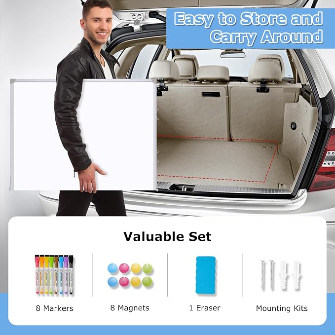DOLLAR BOSS Large White Board 72 x 40 Inch Foldable Magnetic Whiteboard - Image 6