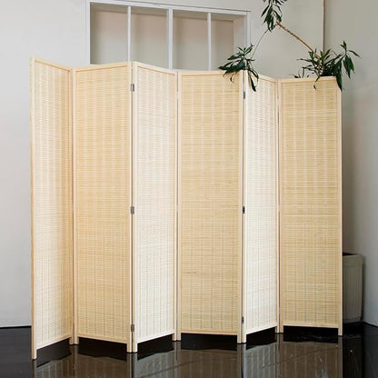 Loomveil 6 Panel Room Divider Folding Privacy Screen, 67 inch Bamboo Panel - Image 5