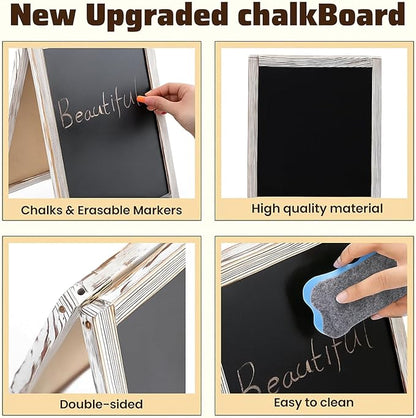 Henoyso 2 Pcs 16" x 10" Small Chalkboard Easel Tabletop Chalkboard Signs Menu - Image 7
