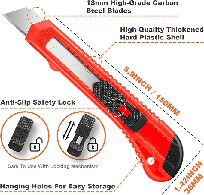 JOYUMY 20 Pack Utility Knife, Box Cutter Retractable, Box Knife - Image 6
