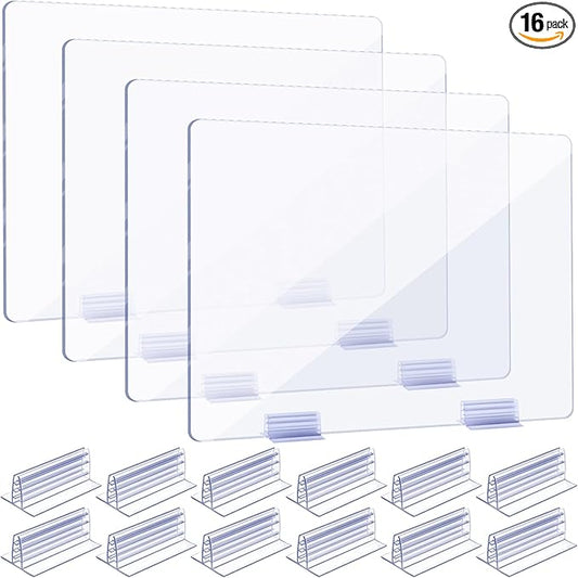 Weysat 12 Pcs Counter Desk Acrylic Panels Holder and 4 Pcs Acrylic Desk Divider by Weysat
