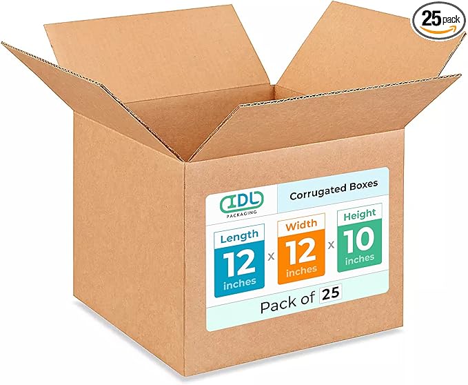 Medium Moving & Shipping Boxes 12"L x 12"W x 10"H by IDLPackaging