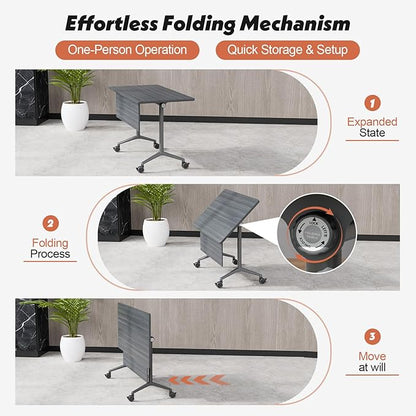 Goakwwuz Conference Room Table, Folding Conference Tables, Thicken Grey Tabletop - Image 8