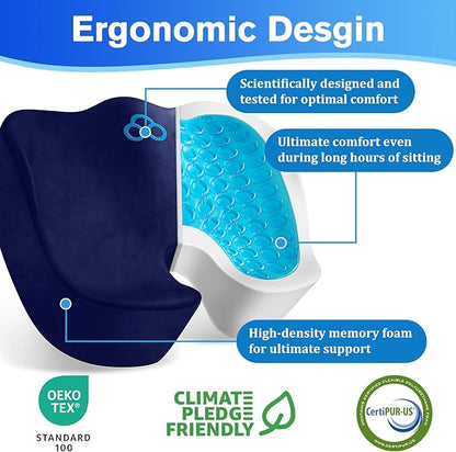 CushyOasis Seat Cushion, Gel Chair Cushions, Office Chair Cushions, Anti-Slip - Image 3