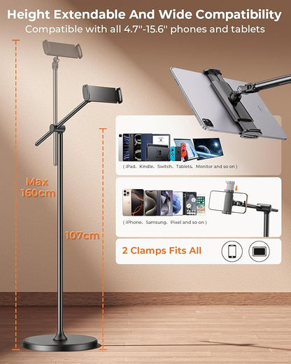 DIMONCOAT [Height-Adjustable & 360° Rotation Tablet Floor Stand Stable Base - Image 7