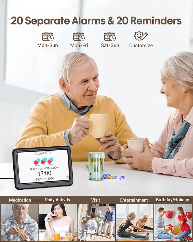 Clock with Day and Date for Elderly, 12 Display Modes, Dimmable Dementia - Image 3