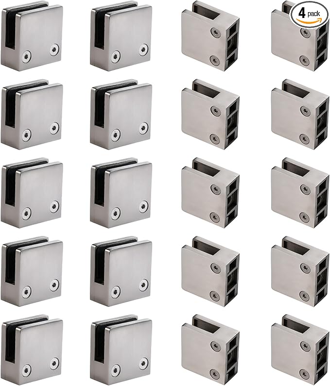 GOSURE 4PCS Adjustable Glass Shelf Bracket, 1/3"-1/2" 304 Stainless Steel by Unknown