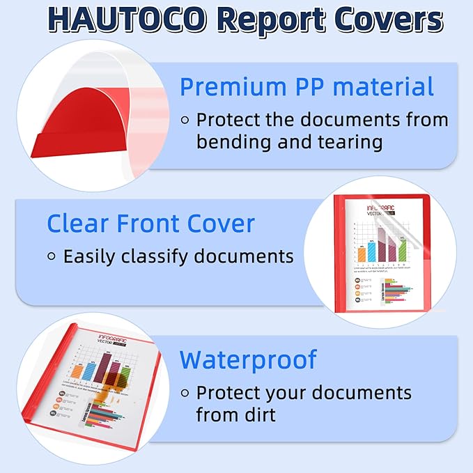 HAUTOCO 12 Pack Plastic Report Covers - Image 5