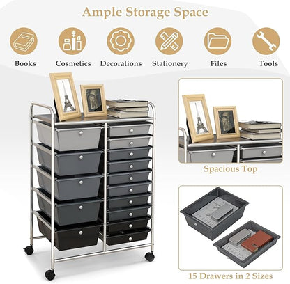HAPPYGRILL 15-Drawer Rolling Cart, Storage Carts - Image 5