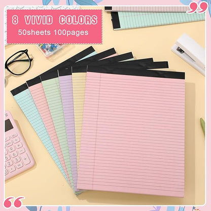 Fuutreo 8 Pcs 8.5'' x 11'' Colored Legal Pad Writing Pads Narrow Ruled 50 - Image 4