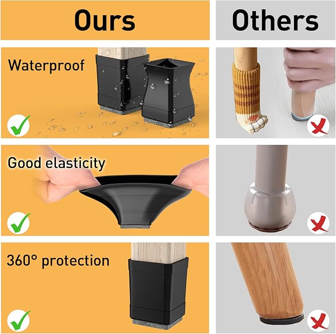 Square Chair Leg Protectors for Hardwood - Image 7