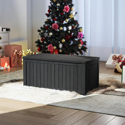 Yardgrace 150 Gallon Resin Deck Box, Waterproof Outdoor Storage Box, Lockable by Unknown