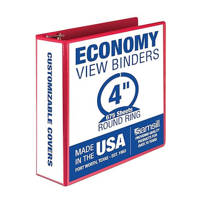 Samsill 4 Inch 3 Ring Binder, Made in USA, Economy Round Ring, 675 Sheet by Samsill