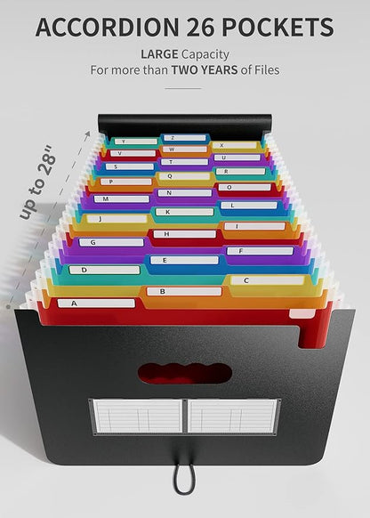 ABC life 26 Pockets Expanding File Folder, Letter A4 Accordion File Organizer - Image 2