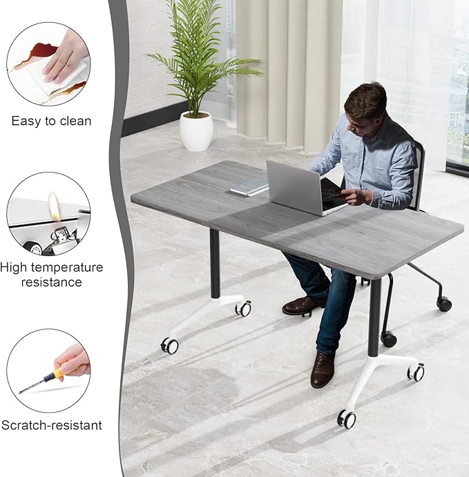 JEHUJD Conference Table, 55.1''Folding Conference Room Table - Image 5