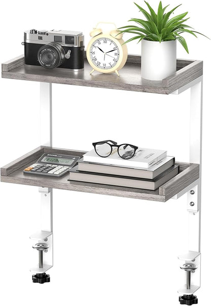 ART-GIFTREE Clamp On Desk Shelf 2-Tier, Wood Shelving Unit by ART-GIFTREE