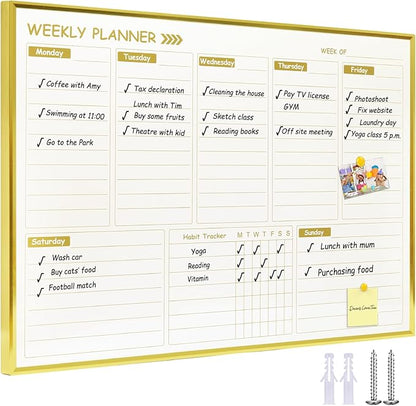 Large Weekly Dry Erase Board for Wall by Marribol
