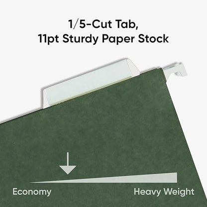 Smead Hanging File Folder, 1/5-Cut Adjustable Tab, Letter Size, Standard Green - Image 4