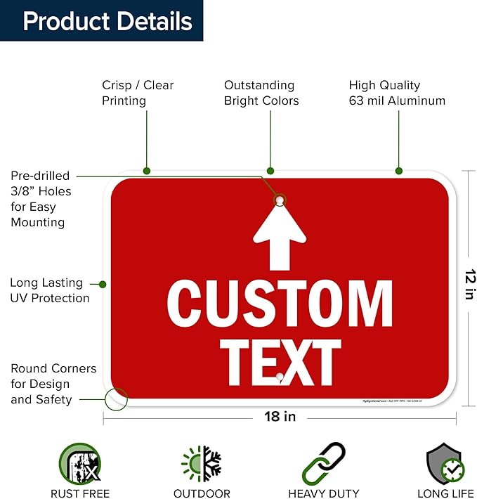 Custom Arrow, Custom Directional Sign, Up Arrow, 12x18 Inches, Rust Free .063 - Image 6