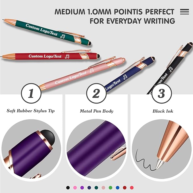 CRME Ballpoint Pen 2-in-1 Stylus Bulk Custom Pens Personalized Engraved Metal - Image 3