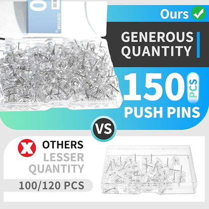 150 PCS Clear Push Pins Tacks Count in Reusable Box - Image 3