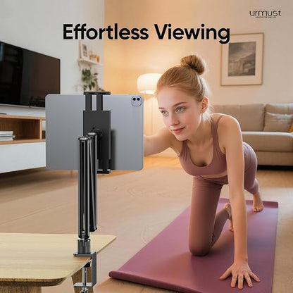 Urmust Tablet Stand for Desk, Adjustable iPad Holder Clamp Mount, 360° Rotation - Image 2