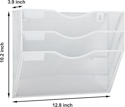 EASEPRES 3 Pocket Mesh Hanging Wall File Organizer, Wall Mounted Mail Paper - Image 2