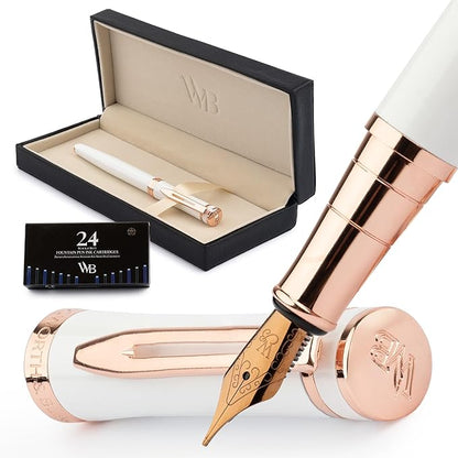 Wordsworth & Black Fountain Pen Set, 18K Gilded Medium Nib, Includes 24 Pack by WordsworthBlack