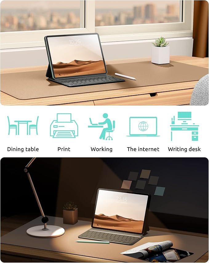 YSAGi Leather Desk Pad Protector, Office Mat, Large Mouse Pad, Non-Slip PU - Image 6