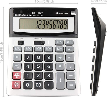 HIHUHEN Large Electronic Calculator Counter Solar & Battery Power 12 Digit - Image 2