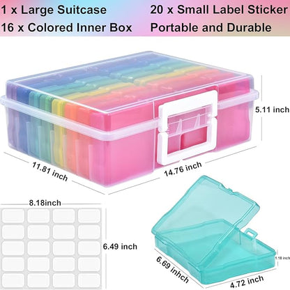 Haundry Photo Storage Box with 16 Inner 4" x 6" Photo Case, Portable Storage - Image 2