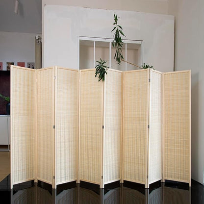 Loomveil 8 Panel Room Divider Folding Privacy Screen, 67 inch Bamboo Panel - Image 4