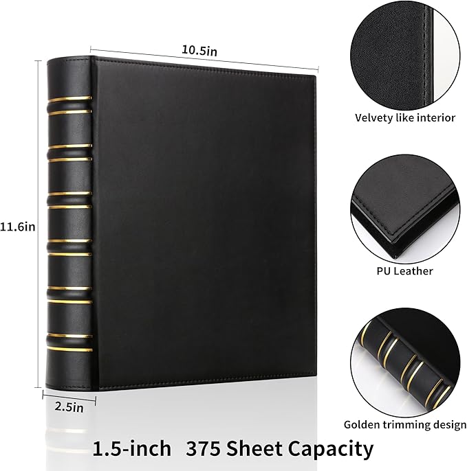 LETVPVOW 2 Pcs Vintage Hardback 3 Ring Binder 1.5 Inch, Professional Leather - Image 2