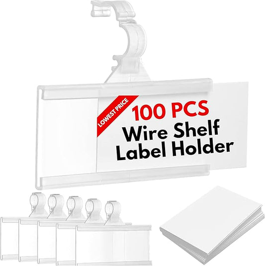Plastic Wire Shelf Label Holder, Reusable Shelf Tags by NuBliss