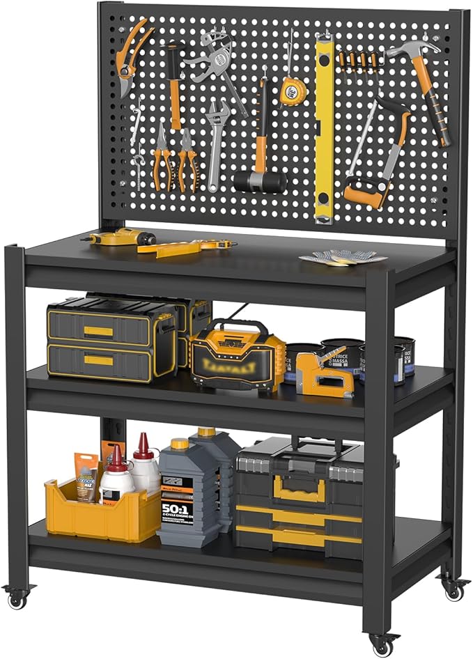 Storage Shelves with Pegboard, Heavy Duty Garage Shelving Units and Storage by Unknown