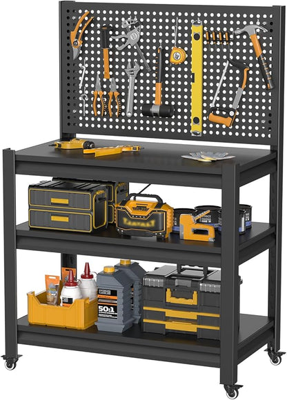 Storage Shelves with Pegboard, Heavy Duty Garage Shelving Units and Storage by Unknown