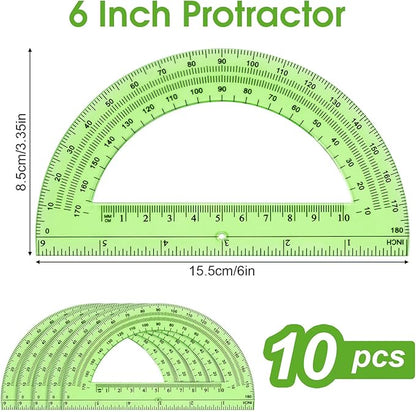 Hoiny 10 Pack Clear Protractor, 6 Inch Plastic Protractors, 180 Degrees - Image 2