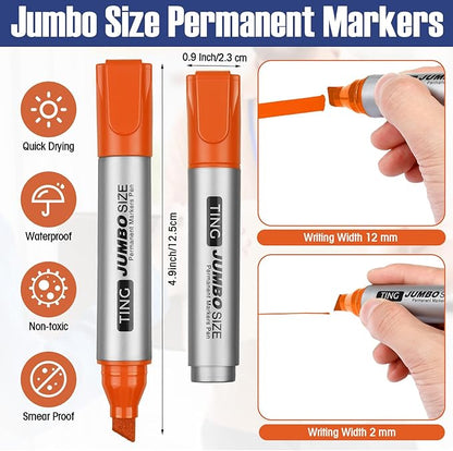 Fuutreo 10 Pack Jumbo Permanent Markers Bulk Large Chisel Tip Permanent Markers - Image 3