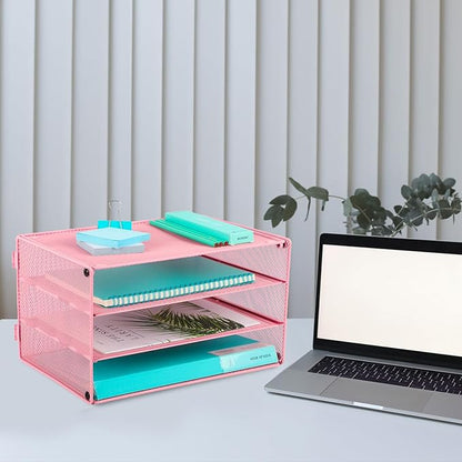 EASEPRES Paper Organizer Tray, 3 Tier Mesh Desk File Organizer Letter Sorter - Image 7